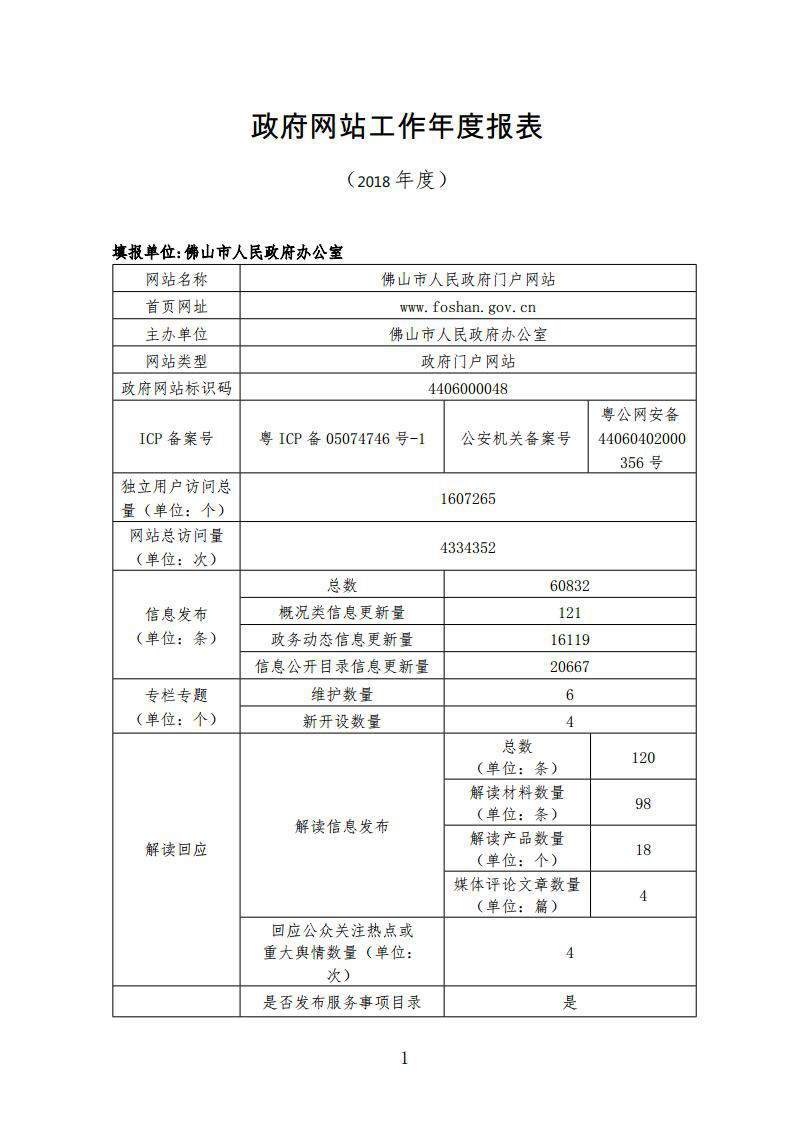 佛山市人民政府门户网站2018年度政府网站工作年度报表-1.png