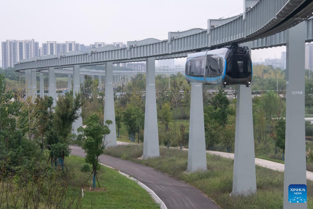 China launches first suspended monorail line